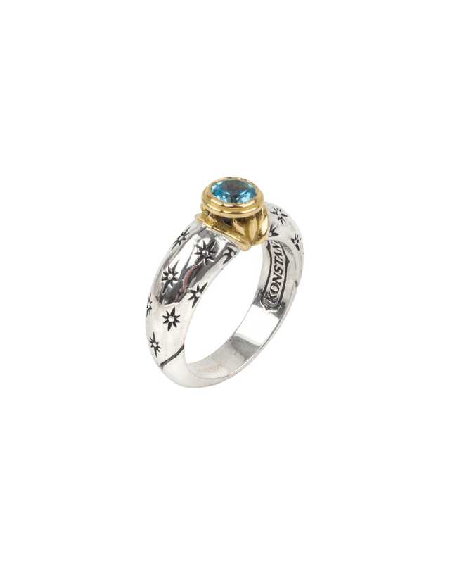 Astria Aquamarine Round Ring, Size 6-8